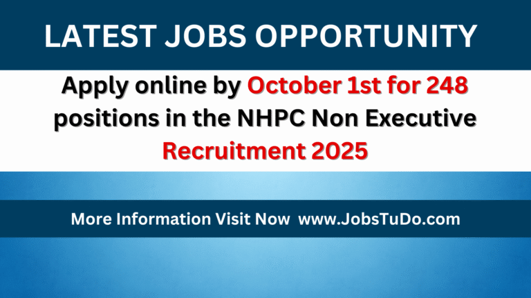 Apply online by October 1st for 248 positions