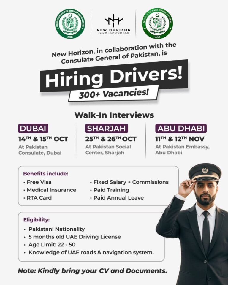 New Horizon Hiring Drivers in UAE – 300+ Vacancies